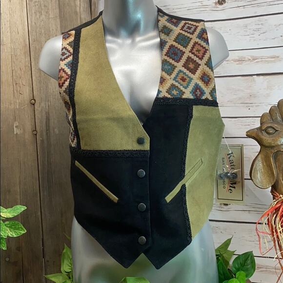 Katch Me BoHo Cowboy Retro NWT Vintage Western Suede Leather Rancher Vest SX - Picture 1 of 8